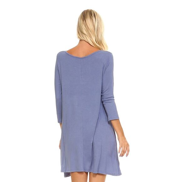 Light Blue Criss Cross Neckline Swing Dress - Picture 3 of 4